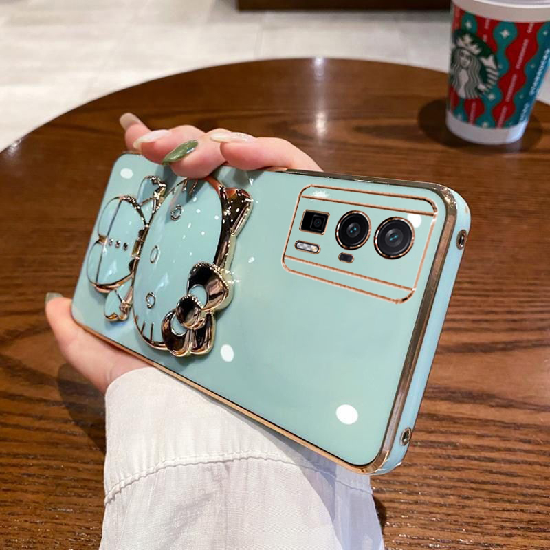 适用小米POCO F5Pro 5G手机壳防摔海外版硅胶软保护套KT猫补妆镜子支架可爱个性创意新款