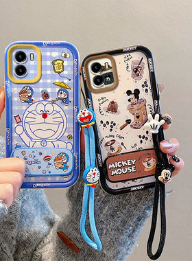 适用Vivo Y15A手机壳防摔国际版Y15S硅胶软海外版保护套V2120简约V2134卡通补妆镜子支架个性创意女可爱新款