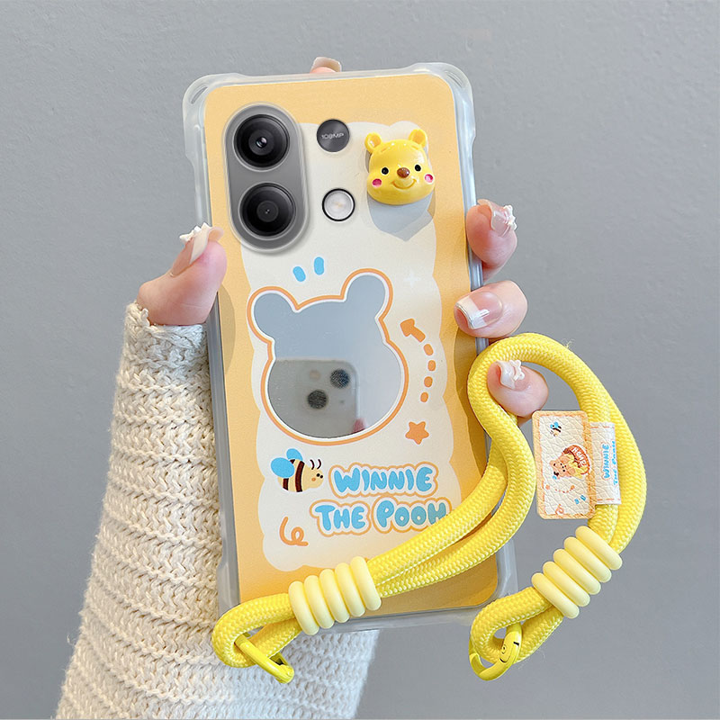 适用红米Note13 4G海外版手机壳Redmi Note13 4G国际版硅胶软防摔保护套个性创意斜挎挂绳镜面卡通可爱女新款