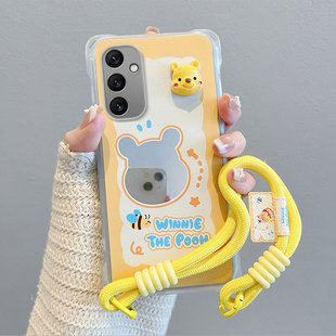 创意镜面卡通斜挎挂绳女款 A057F全包边防摔保护套个性 A05S手机壳硅胶软SM 适用三星Galaxy