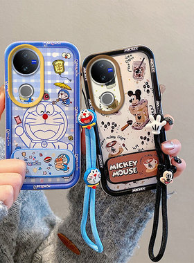 适用VIVO V50 5G海外版手机壳V40 5G国际版保护套V40Pro硅胶V30 5G个性创意防摔卡通可爱补妆镜子支架女新款