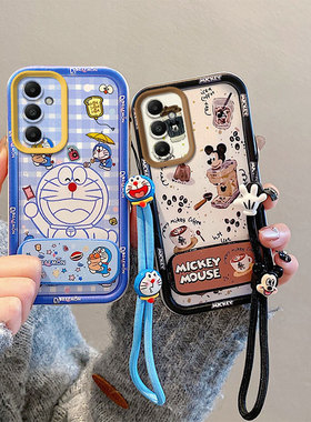 适用三星Galaxy A16 5G海外版手机壳SM-A166B国际版SM-A1660防摔E保护套M个性创意卡通可爱补妆镜子支架新款