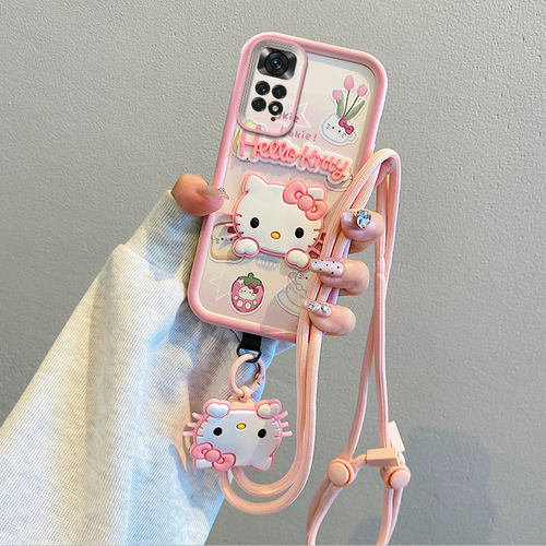 适用红米Note11S 4G海外版手机壳Redmi Note11 4G国际版全包边防摔硅胶软保护套挂脖绳子个性创意卡通女新款