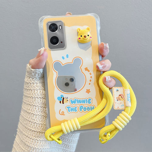 适用OPPO A96 4G海外版手机壳A76 4G防摔软保护套国际版CPH2333创意CPH2375镜面卡通斜挎挂绳可爱男女新款