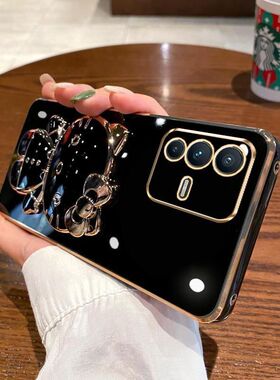 适用VIVO V23 5G海外版手机壳防摔V25 5G国际版硅胶卡通保护套V25E个性v25pro创意KT猫补妆镜子支架个性新款