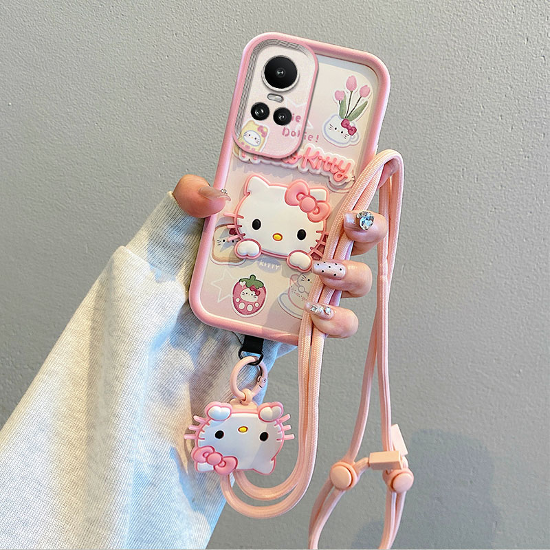 适用OPPO Reno10 5G海外版手机壳Reno10Pro 5G国际版气囊防摔软保护套卡通挂脖绳个性创意可爱男女情侣新款