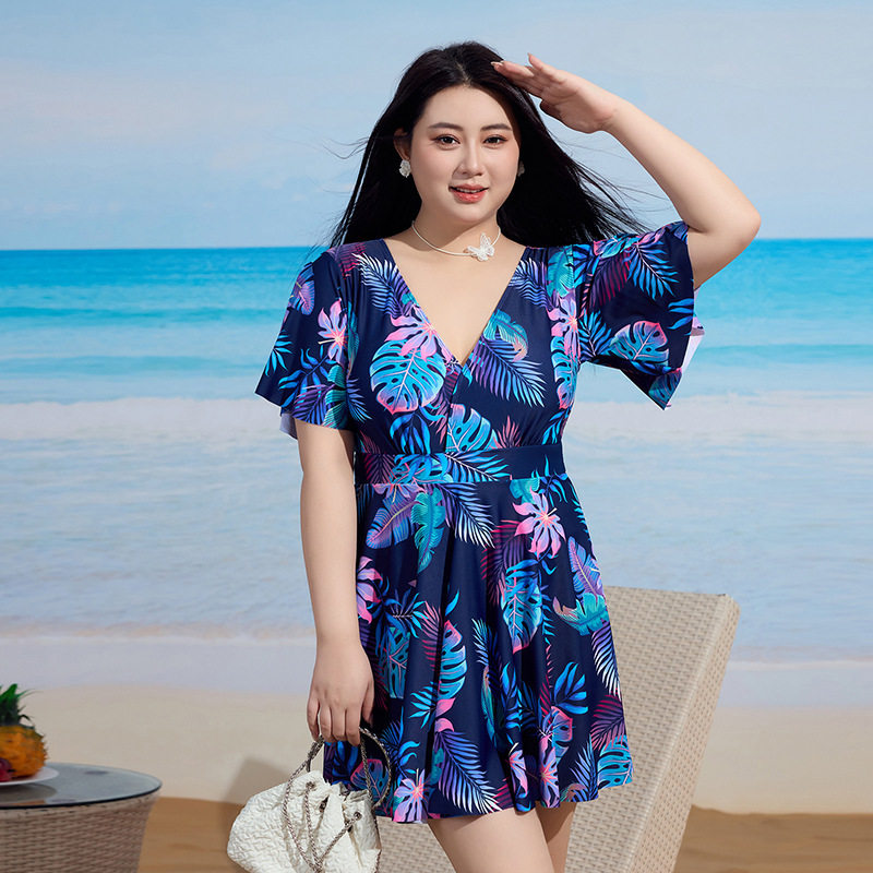 特大码泳衣女分体200斤保守连体裙式加肥加大码280斤宽松温泉泳装