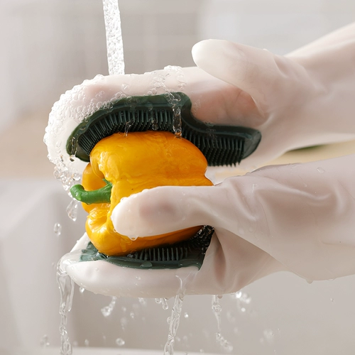 Силиконовые перчатки для женщин Волшебное блюдо с утолщенным резиновым резиновым резиновым домохозяйственным мытьем овощей Уборка для домашних животных Водонепроницаемость