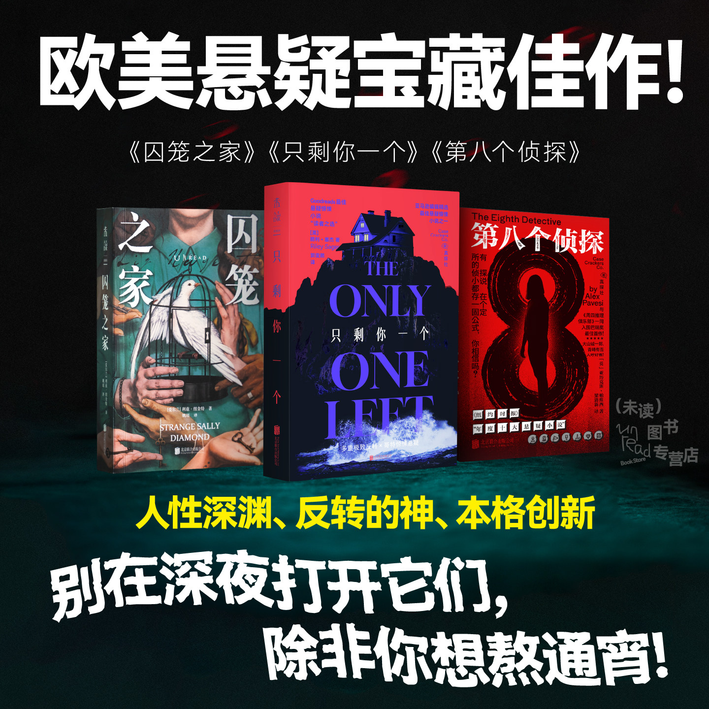 悬疑佳作三部曲 只剩你一个+囚笼之家+第八个侦探 未读真探社 欧美悬疑小说 本格推理 外国小说 阿加莎 惊悚 口碑佳作
