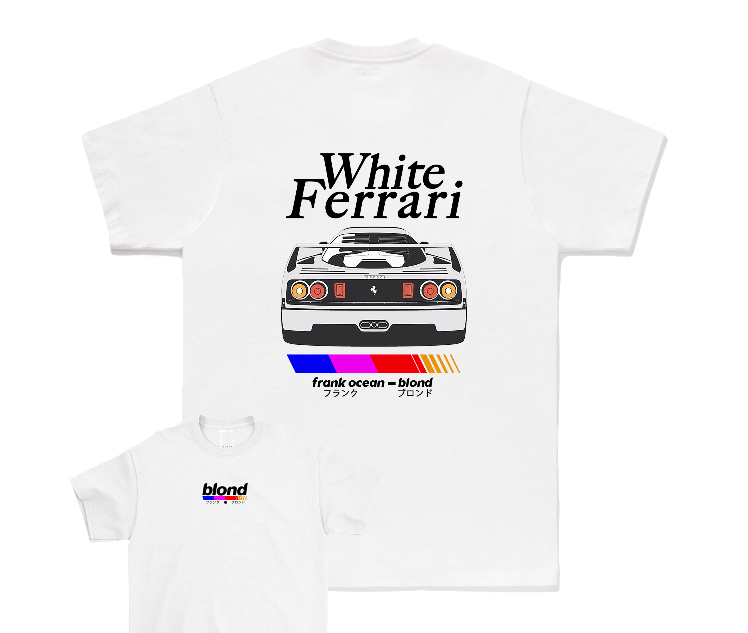 Frank Ocean Blonde white ferrari T Shirt T恤 男装 T恤 原图主图