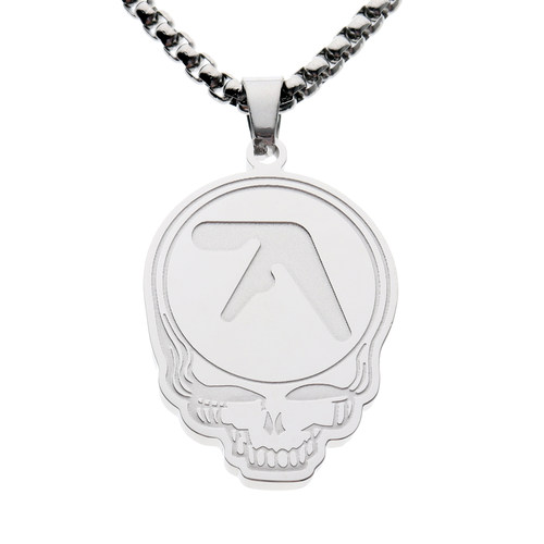 Aphex Twin Skull Logo Pendant Chain Necklace 项链