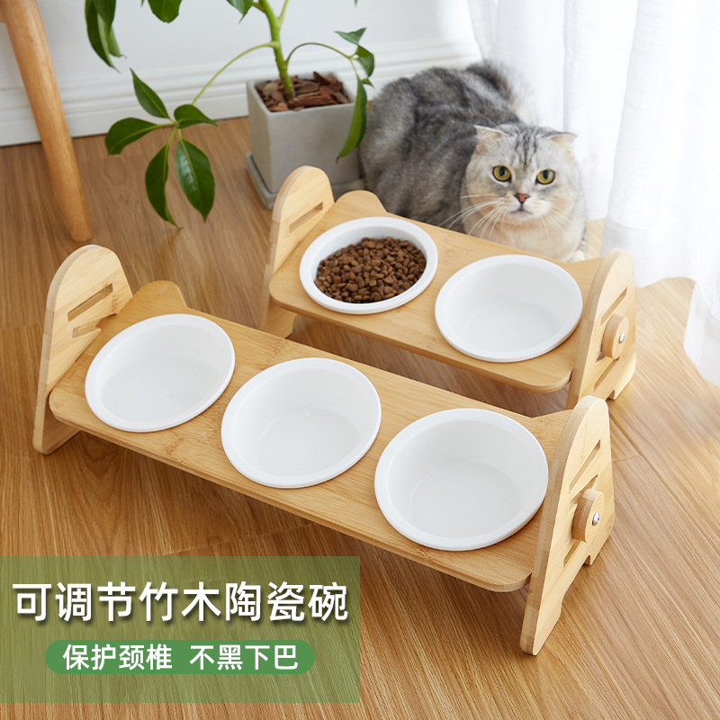 理森派特猫碗多猫高度调节陶瓷