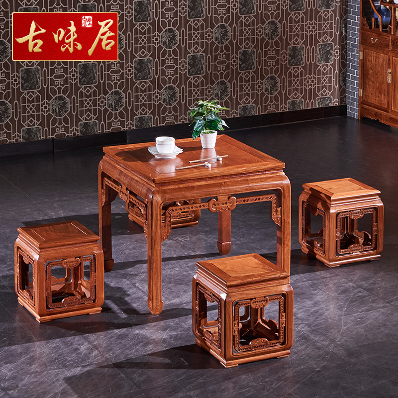 古味居 紅木中式八仙桌凳 實木方桌組合 餐廳緬甸花梨木餐桌 MZ10在類目 住宅傢俱, 红木家具, 红木餐桌中 - 來自Buy2taobao.com提供專業的淘寶代購服務