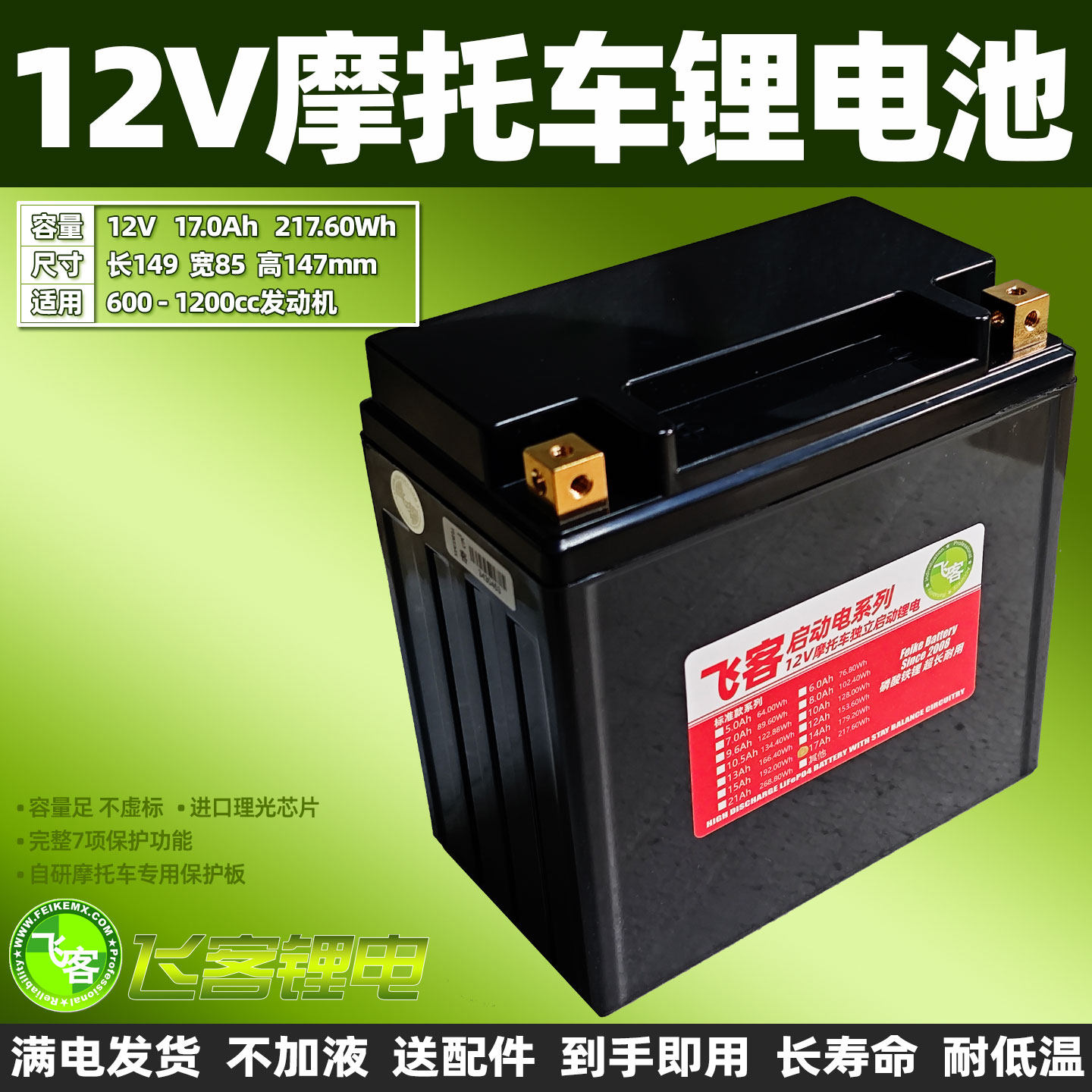 12V摩托车电瓶国宾1250TR-G春风ATV850 1000春风UTV600 550锂电池