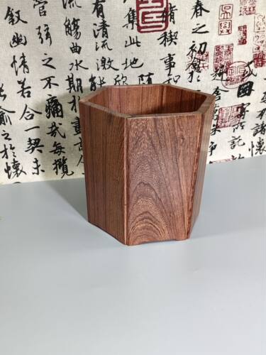 白酸枝木笔筒红木创意六角形笔筒桌面客厅摆件收纳筒