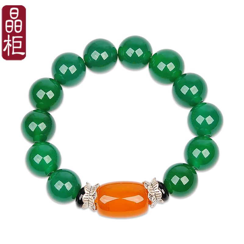 晶柜原创设计绿玛瑙手链女仿蜜蜡手串女时尚百搭简约大方妈妈礼物