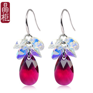 晶柜奥地利水晶耳环女S925纯银海边度假水滴耳坠小众耳饰女气质