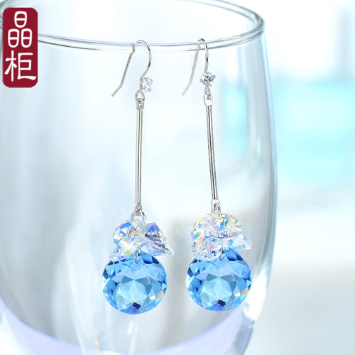 晶柜耳环2021新款潮奥地利水晶