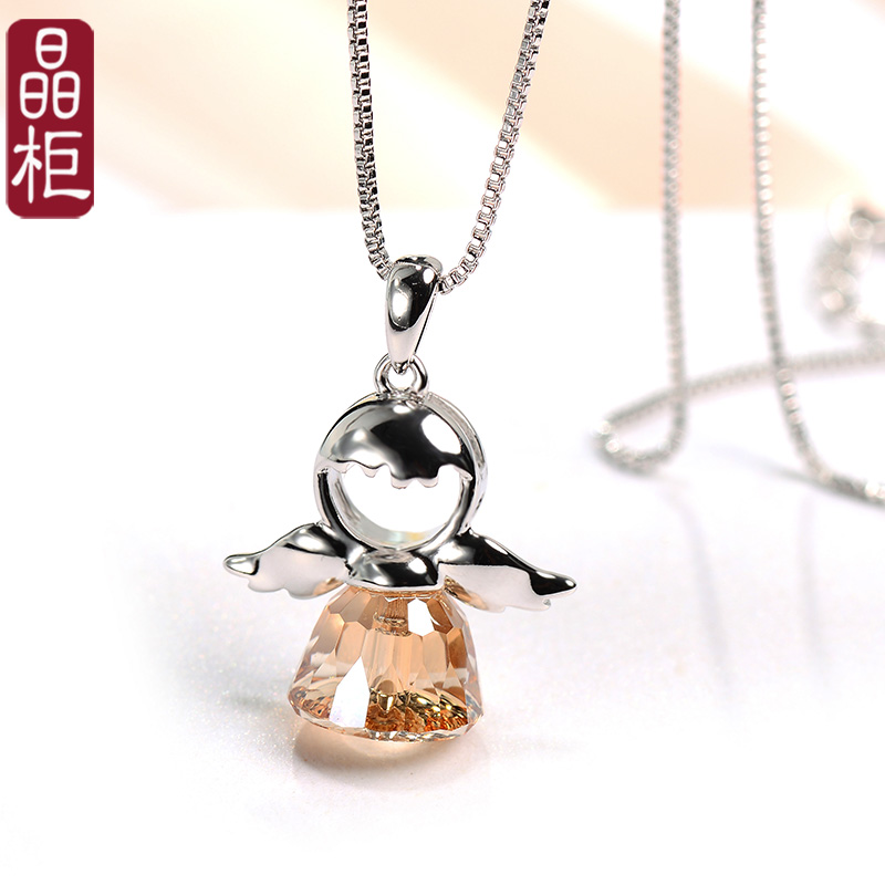 奥地利水晶小天使短款森系项链