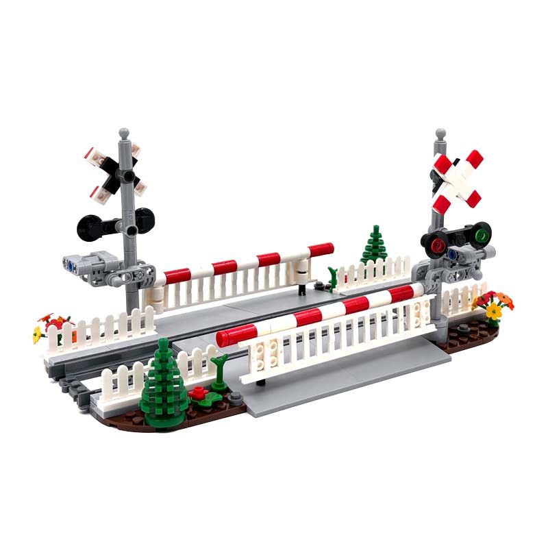 创意火车轨道升降杆铁路场景配件