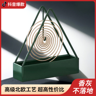 简约蚊香架三角铁艺蚊香盘接座灰创意家用挂立式 熏香炉蚊香盒新款