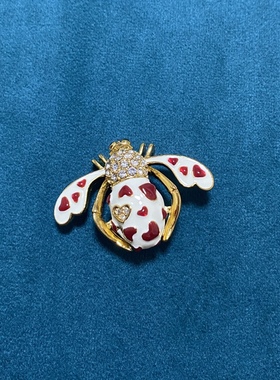 joan rivers小蜜蜂胸针jr打标珐琅红色爱心小蜜蜂胸针