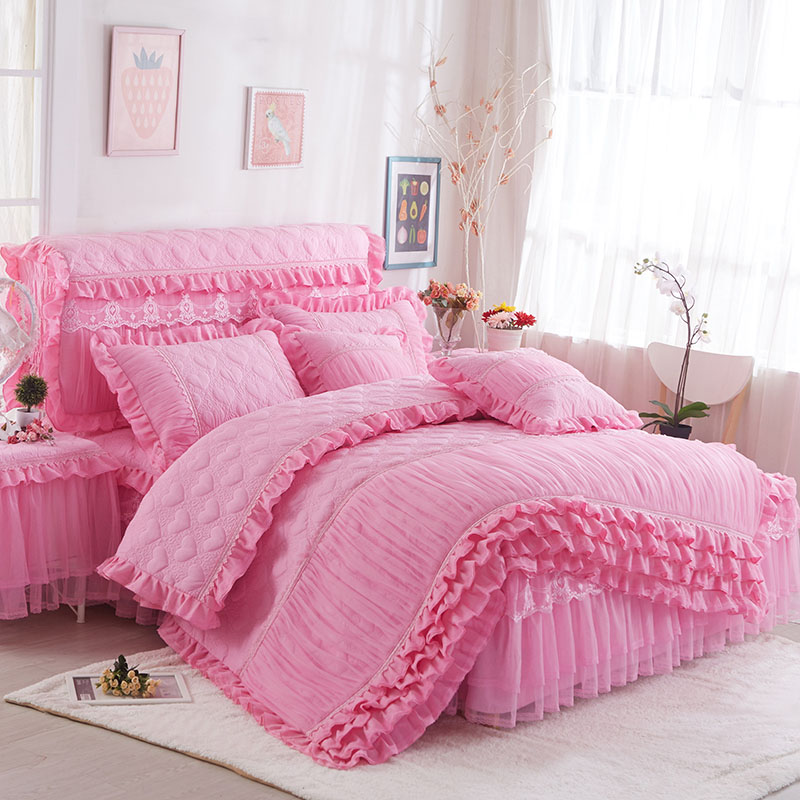 冬季韩版蕾丝花边加厚夹棉被套被罩单件双人被单加棉200X230学生