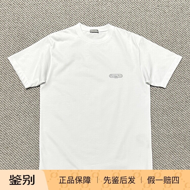 【国内现货】DIOR迪奥新款胸前字母刺绣LOGO男士圆领短袖T恤折扣