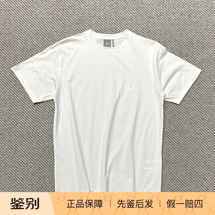 【国内现货】DIOR迪奥新款胸前字母刺绣LOGO男士圆领白色短袖T恤