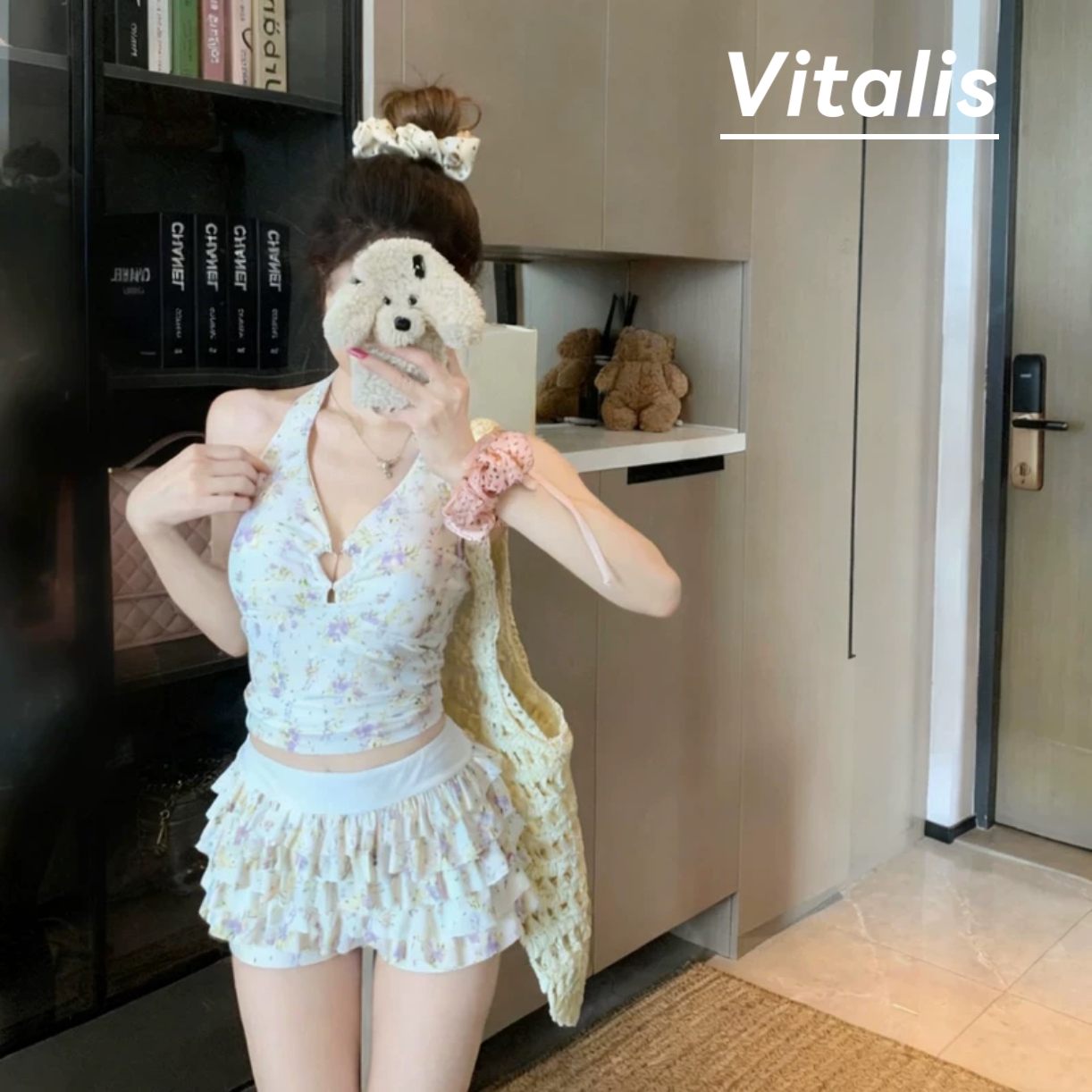 Vitalis碎花聚拢比基尼