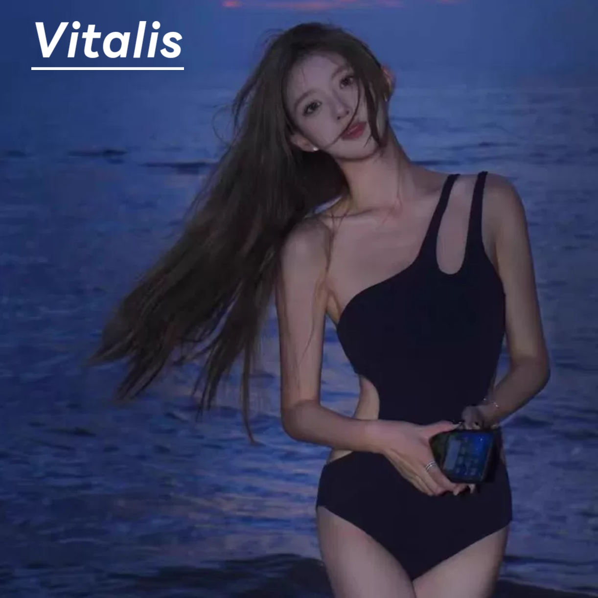 Vitalis赵露思同款泡温泉绝美超仙泳衣女度假显瘦纯欲风连体泳衣
