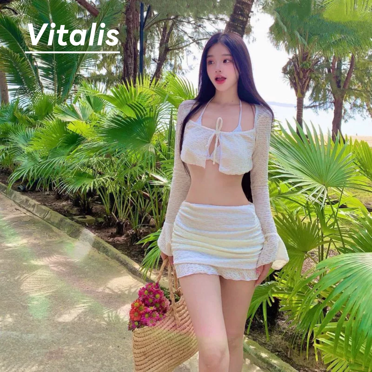 Vitalis长袖纯欲比基尼四件套