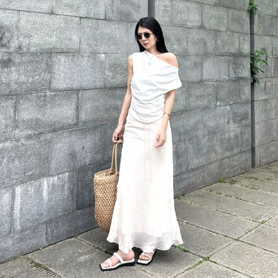 高腰显瘦气质抽绳鱼尾包臀裙