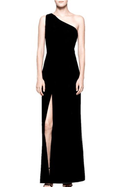 2024春夏季新款欧美女装长款连衣裙斜肩露肩性感包臀开叉长裙礼服