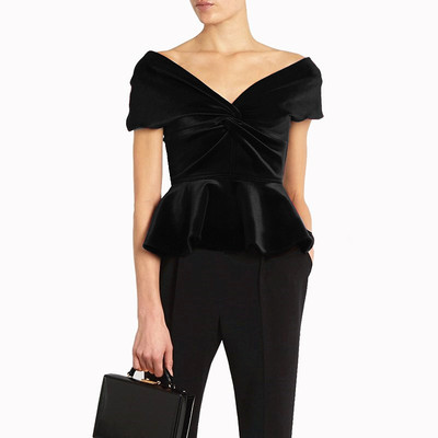 衫洋气短款T恤v领性感低胸金丝绒