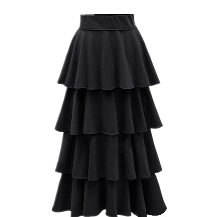 2021夏款韩版长款及踝层层半身裙