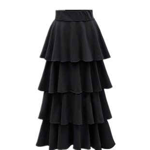 及踝半身裙高腰蛋糕裙层层长裙清新纯色松紧腰 长款 2024夏款 韩版