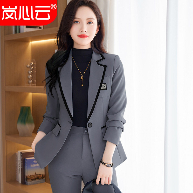 时尚职业装女套装长袖秋冬女式西装酒店工作服美容师制服正装套裤