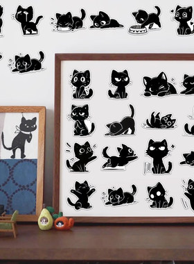 小黑猫动物儿童DIY手工奖励贴纸