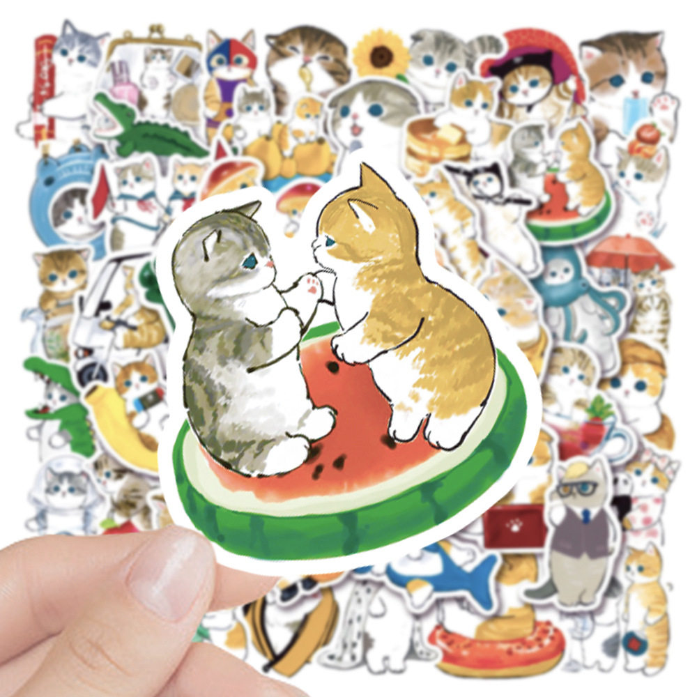 卡通治愈水墨猫咪可爱手账贴纸