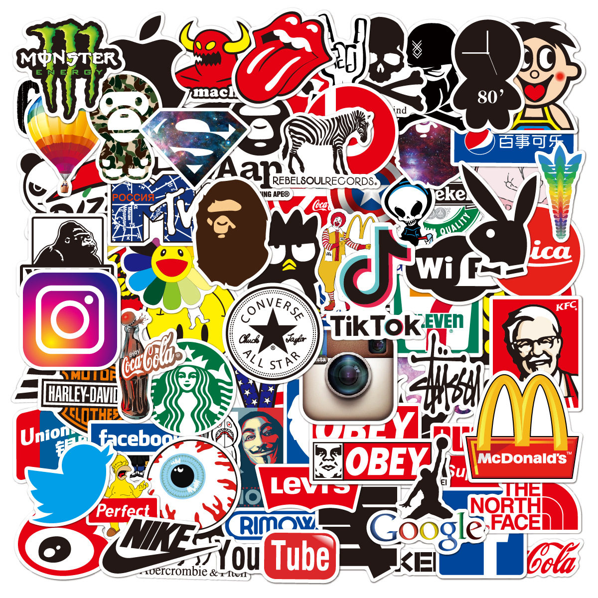 潮牌LOGO品牌贴纸防水行李箱贴画