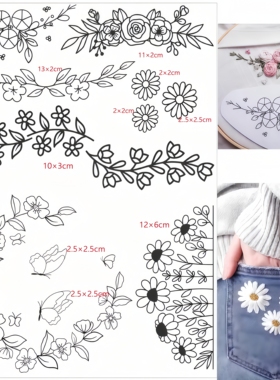 绣花图案样纸毛衣衣服刺绣贴纸DIY手工带图水溶布贴定制贴刺绣画
