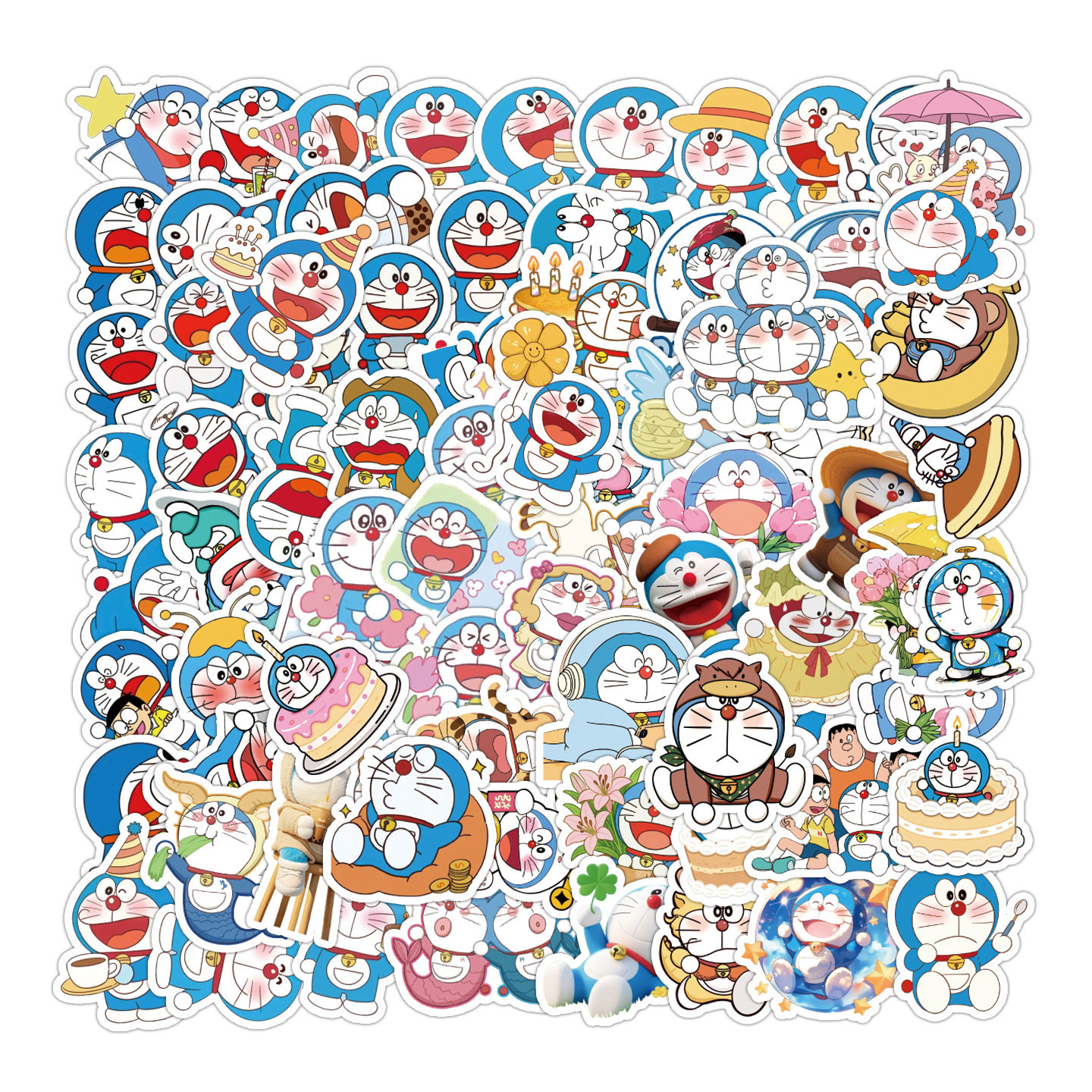 100张哆啦A梦机器猫儿童行李箱玩具水杯宝宝防水可爱卡通装饰贴纸