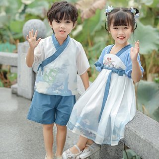 六一儿童节幼儿园园服襦裙女男童汉服古风帅气三字经古装唐装夏季