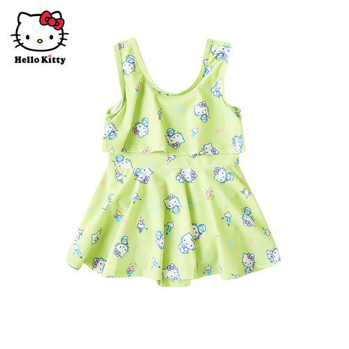 Hello Kitty童装女童夏款连身泳衣儿童休闲无袖泳装泳裙