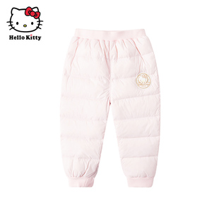 Hello Kitty凯蒂猫冬季女童羽绒长裤宝宝保暖轻羽绒裤子白鸭绒