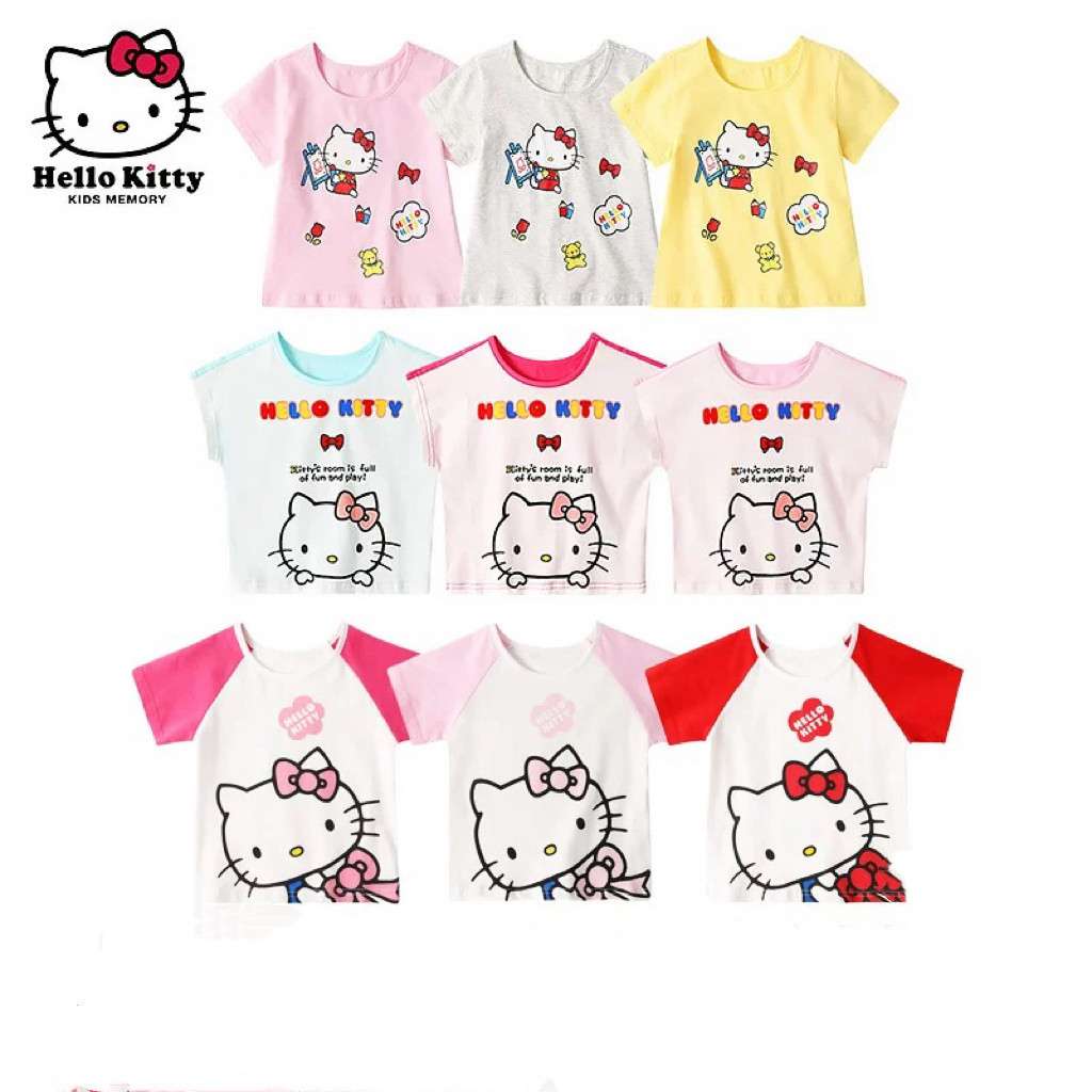 HelloKitty童装女童棉圆领短袖T恤上衣春夏可爱打底衫
