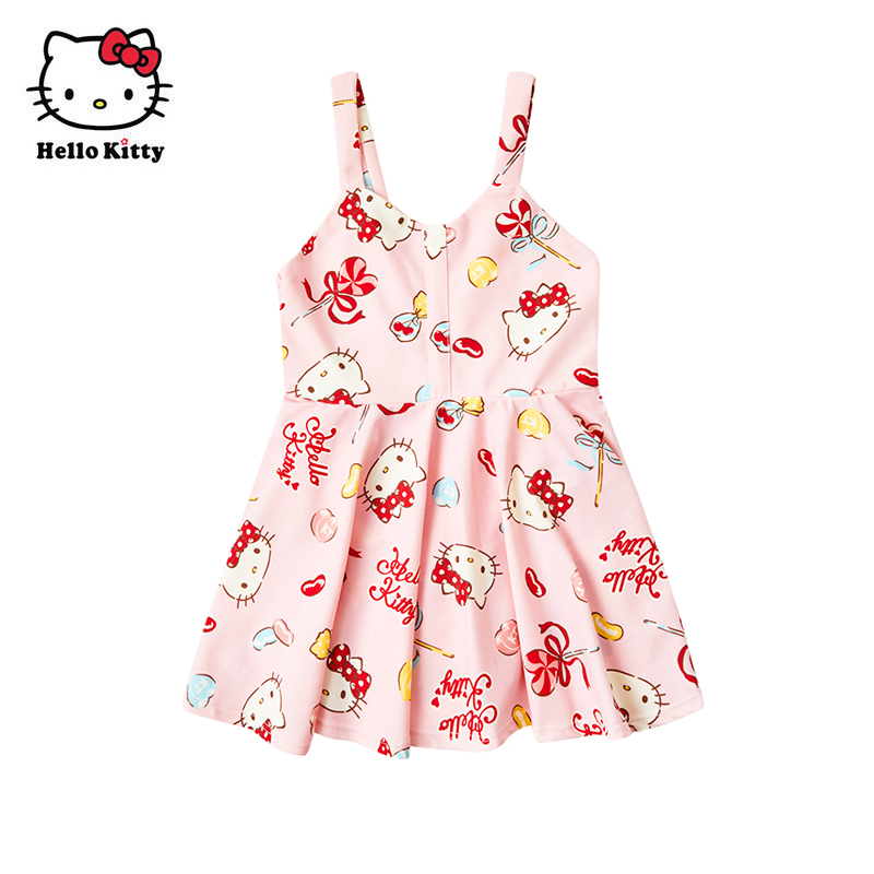 Hello Kitty童装夏女童吊带泳衣裙式沙滩游泳衣连体泳衣