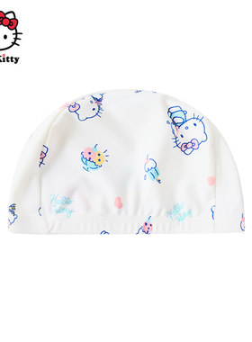 Hello Kitty卡通印花夏季泳帽女童可爱防水游泳帽子