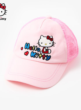 Hello Kitty凯蒂猫夏季棒球帽可爱卡通刺绣网眼鸭舌帽休闲帽子